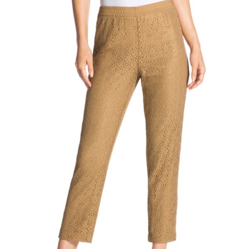 NWT Chicos Womens Pants Pull On Tan Lace Size 6 Ankle